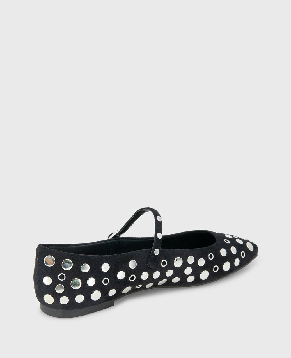 Shop Jasper Black Suede Stud Ballet Flat | Kenneth Cole | Kenneth Cole BLACK