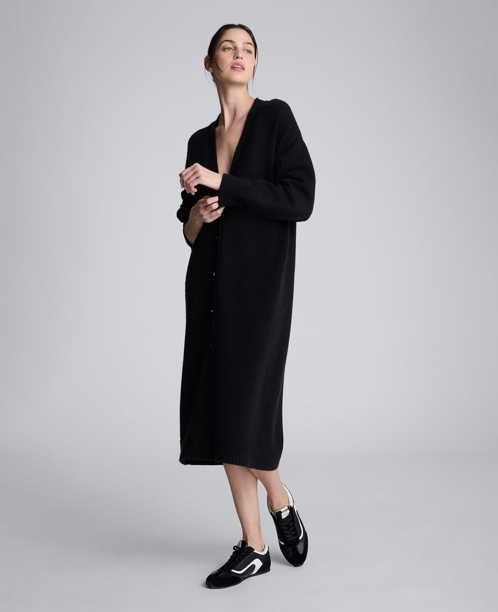 Long Button Front Cardigan Duster – Black | Kenneth Cole | Kenneth Cole BLACK