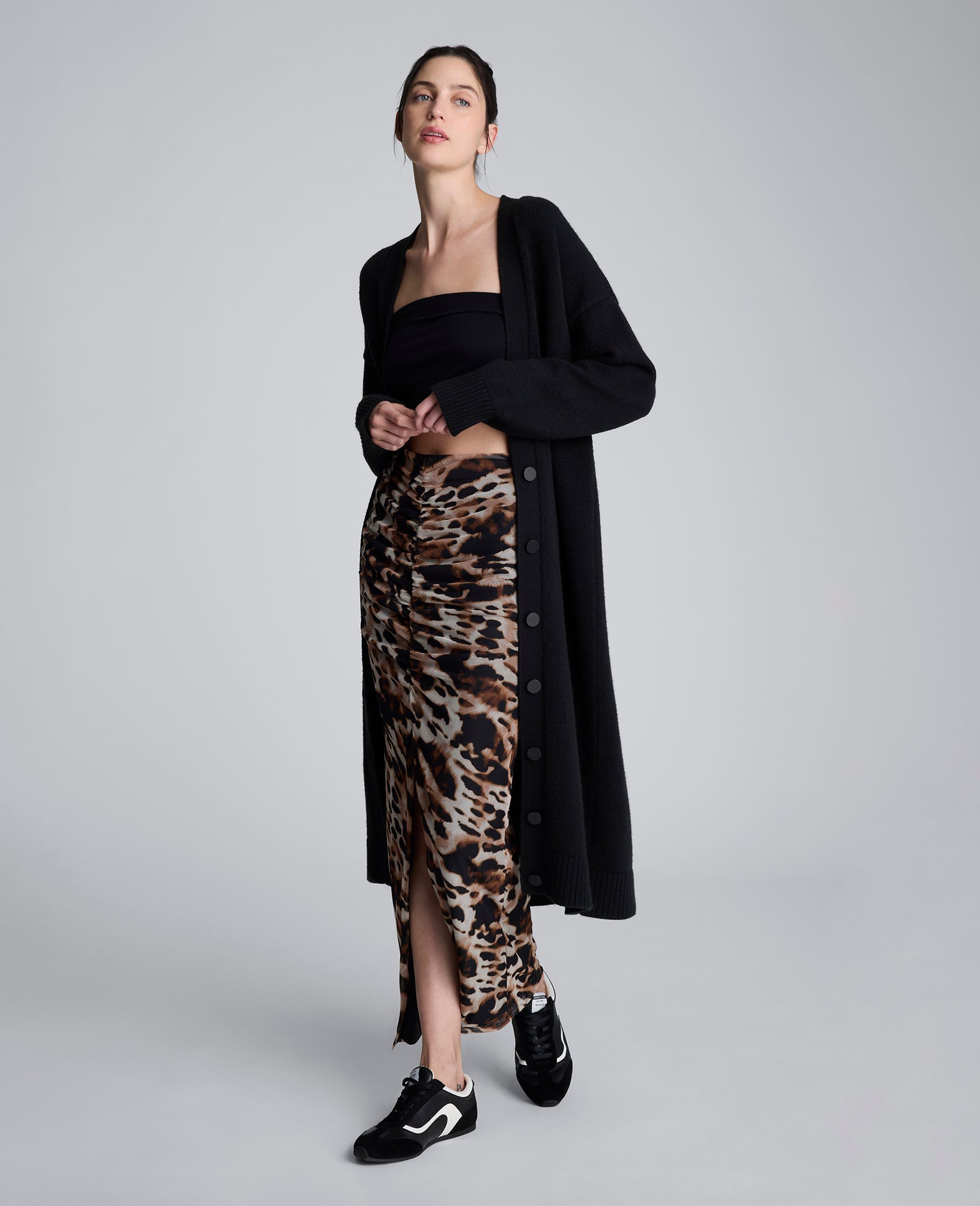Long Button Front Cardigan Duster – Black | Kenneth Cole | Kenneth Cole BLACK