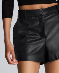 Faux Leather Fly Front Short | Kenneth Cole BLACK