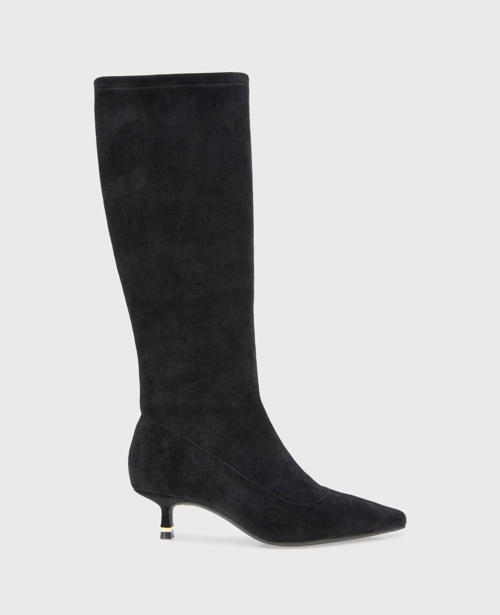 Shop Meridith Black Stretch Kitten Heel Boot | Kenneth Cole | Kenneth Cole BLACK MICROSUEDE