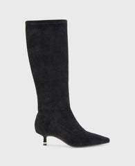 Shop Meridith Black Stretch Kitten Heel Boot | Kenneth Cole | Kenneth Cole BLACK MICROSUEDE