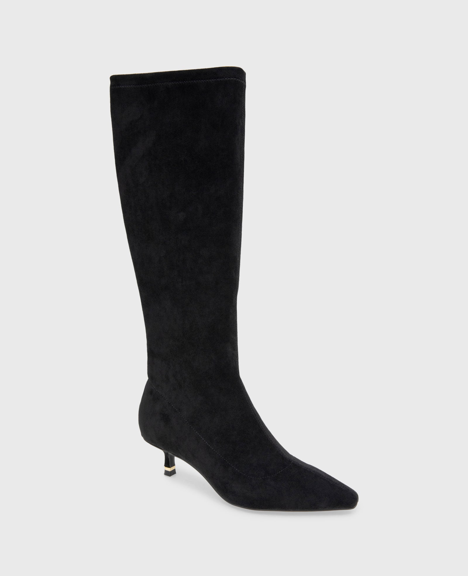 Shop Meridith Black Stretch Kitten Heel Boot | Kenneth Cole | Kenneth Cole BLACK MICROSUEDE