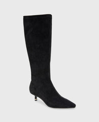 Shop Meridith Black Stretch Kitten Heel Boot | Kenneth Cole | Kenneth Cole BLACK MICROSUEDE