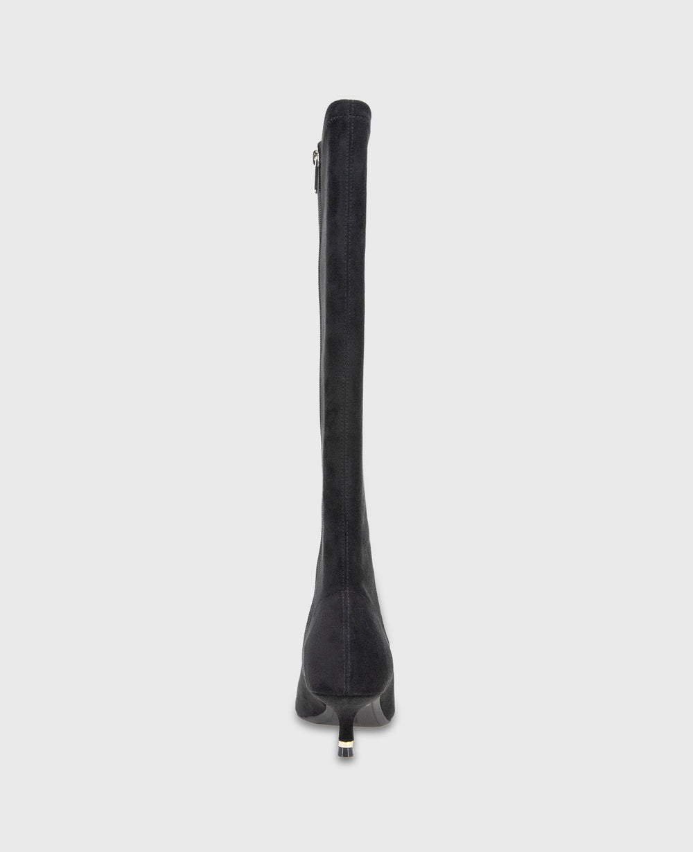 Shop Meridith Black Stretch Kitten Heel Boot | Kenneth Cole | Kenneth Cole BLACK MICROSUEDE