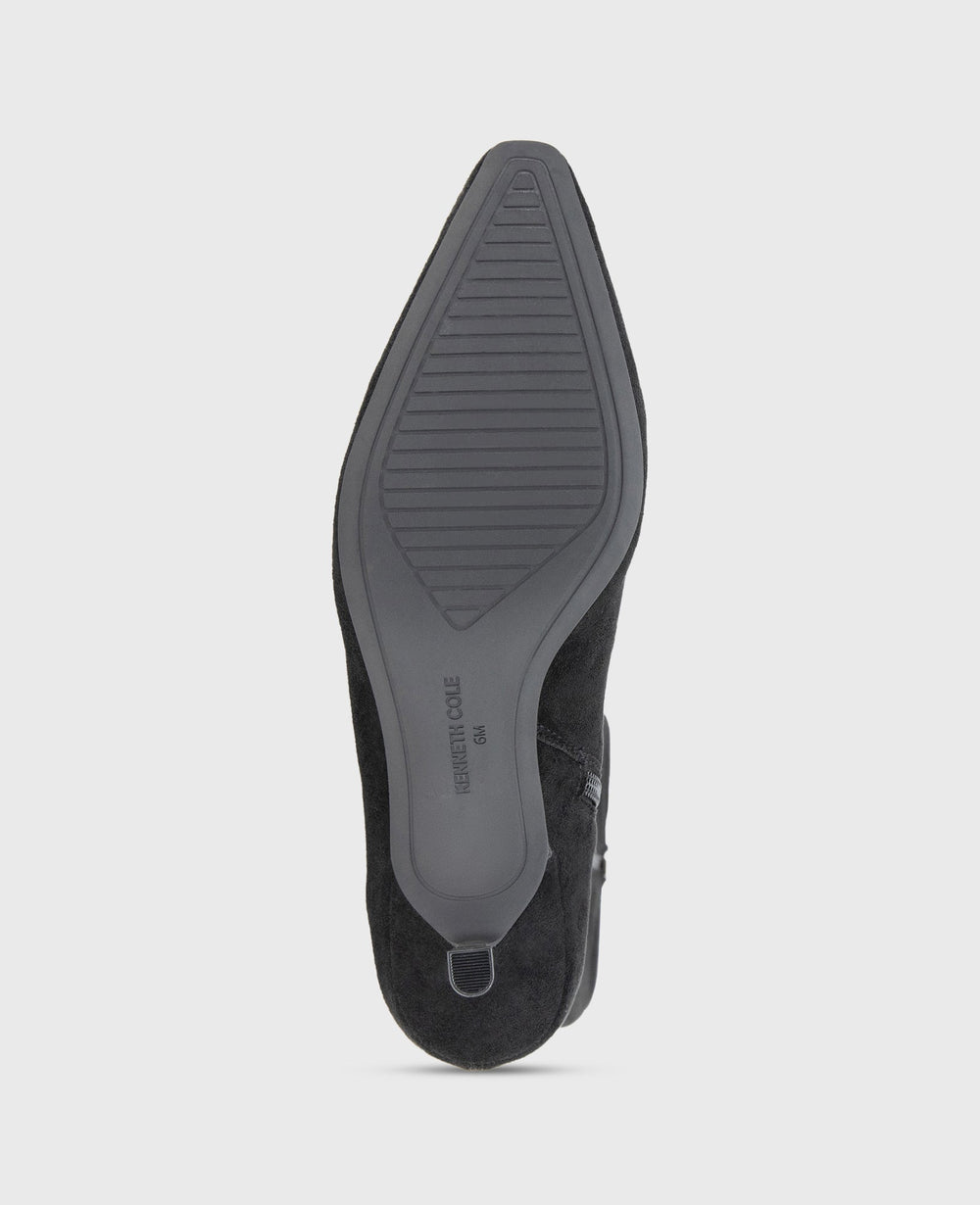 Shop Meridith Black Stretch Kitten Heel Boot | Kenneth Cole | Kenneth Cole BLACK MICROSUEDE
