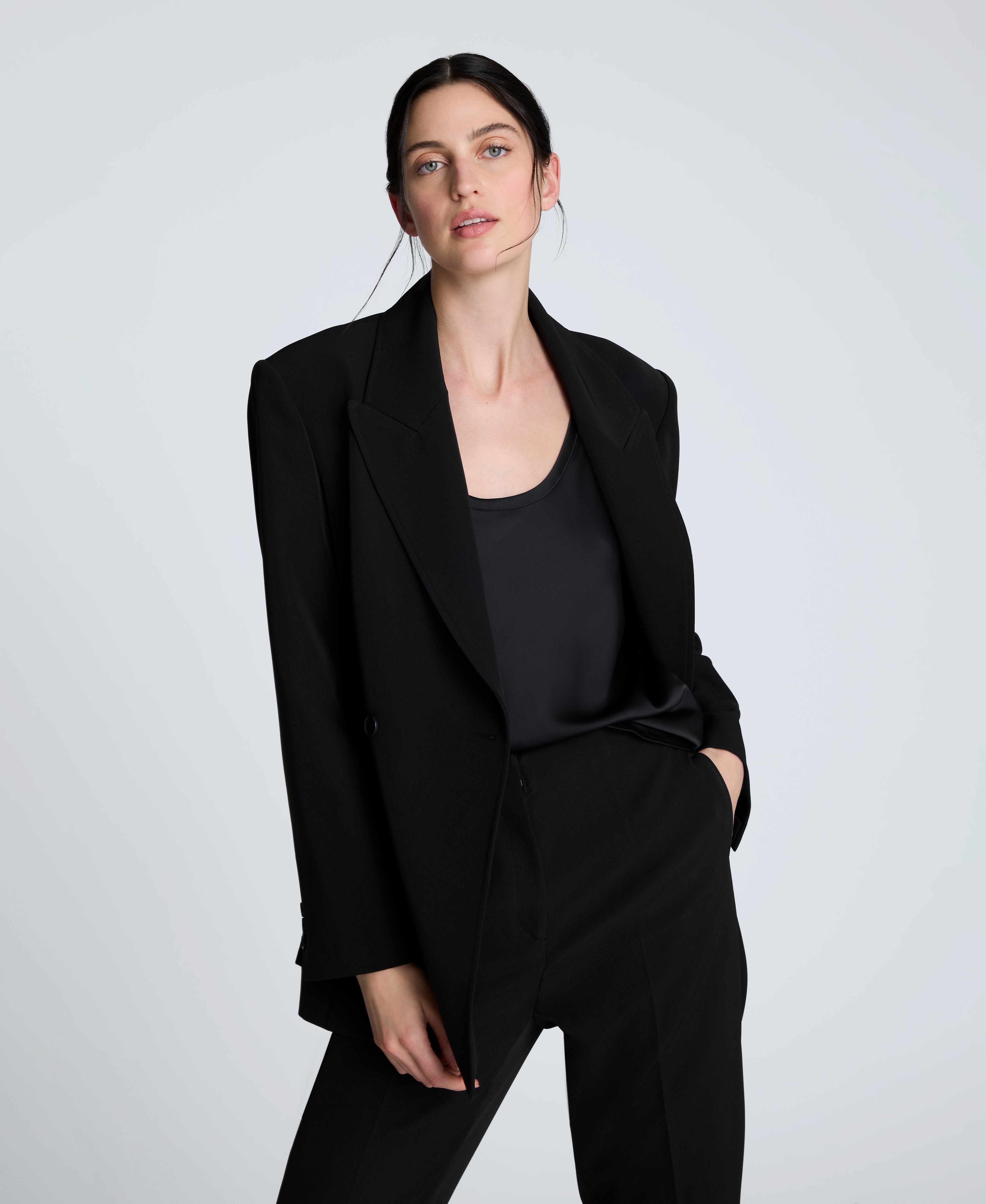 Shop Luxe Twill Slim One Button Jacket – Black | Kenneth Cole | Kenneth Cole BLACK