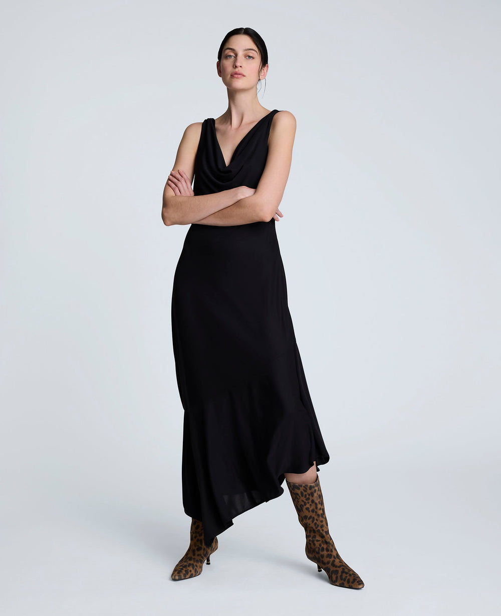 Asymmetrical Hem Cowl Neck Dress – Black | Kenneth Cole | Kenneth Cole BLACK