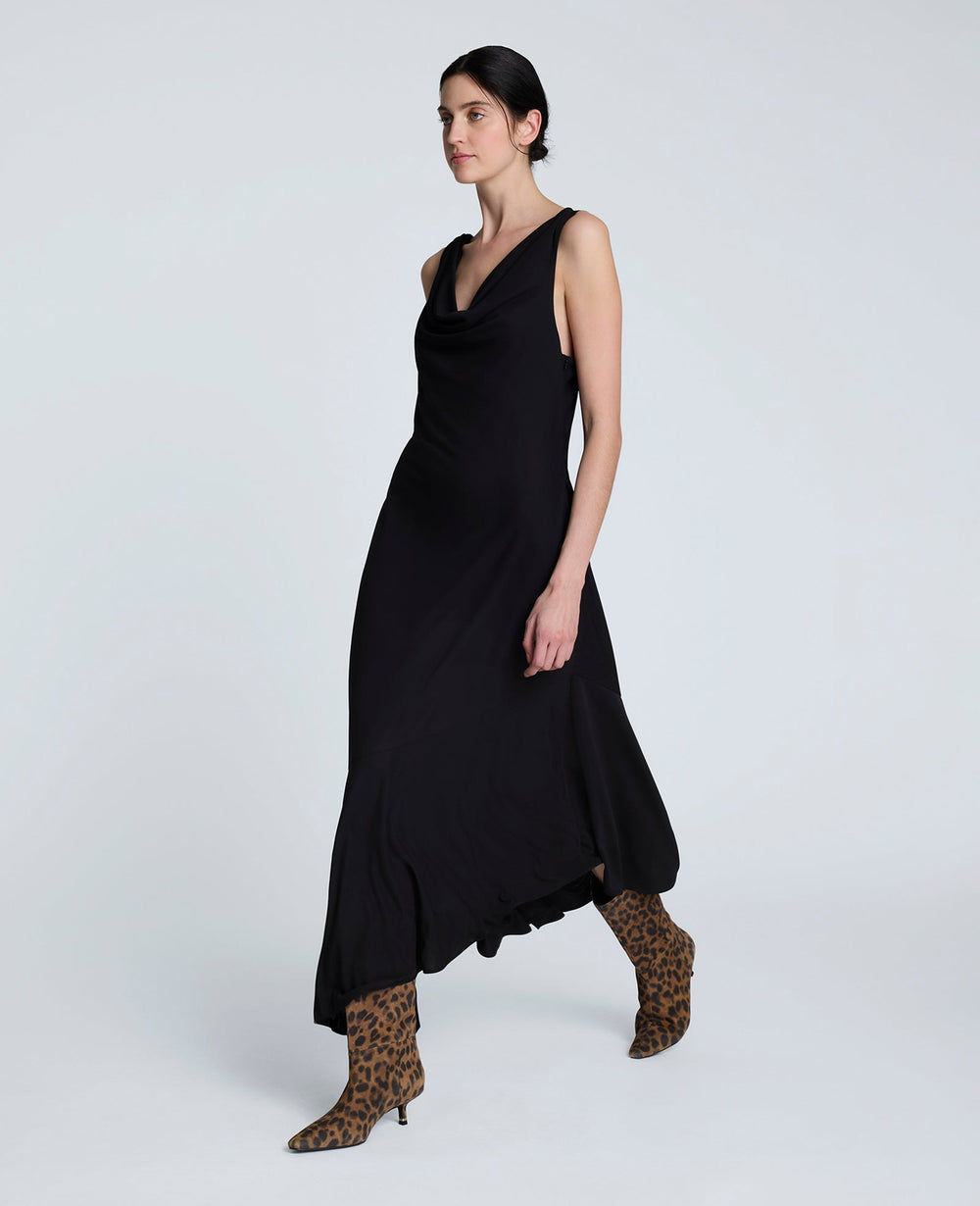 Asymmetrical Hem Cowl Neck Dress – Black | Kenneth Cole | Kenneth Cole BLACK