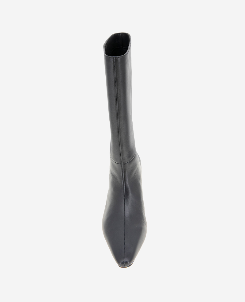 Shop Meryl Leather Bootie, Stylish Black Mid Heel Boots | KC | Kenneth Cole BLACK LEATHER