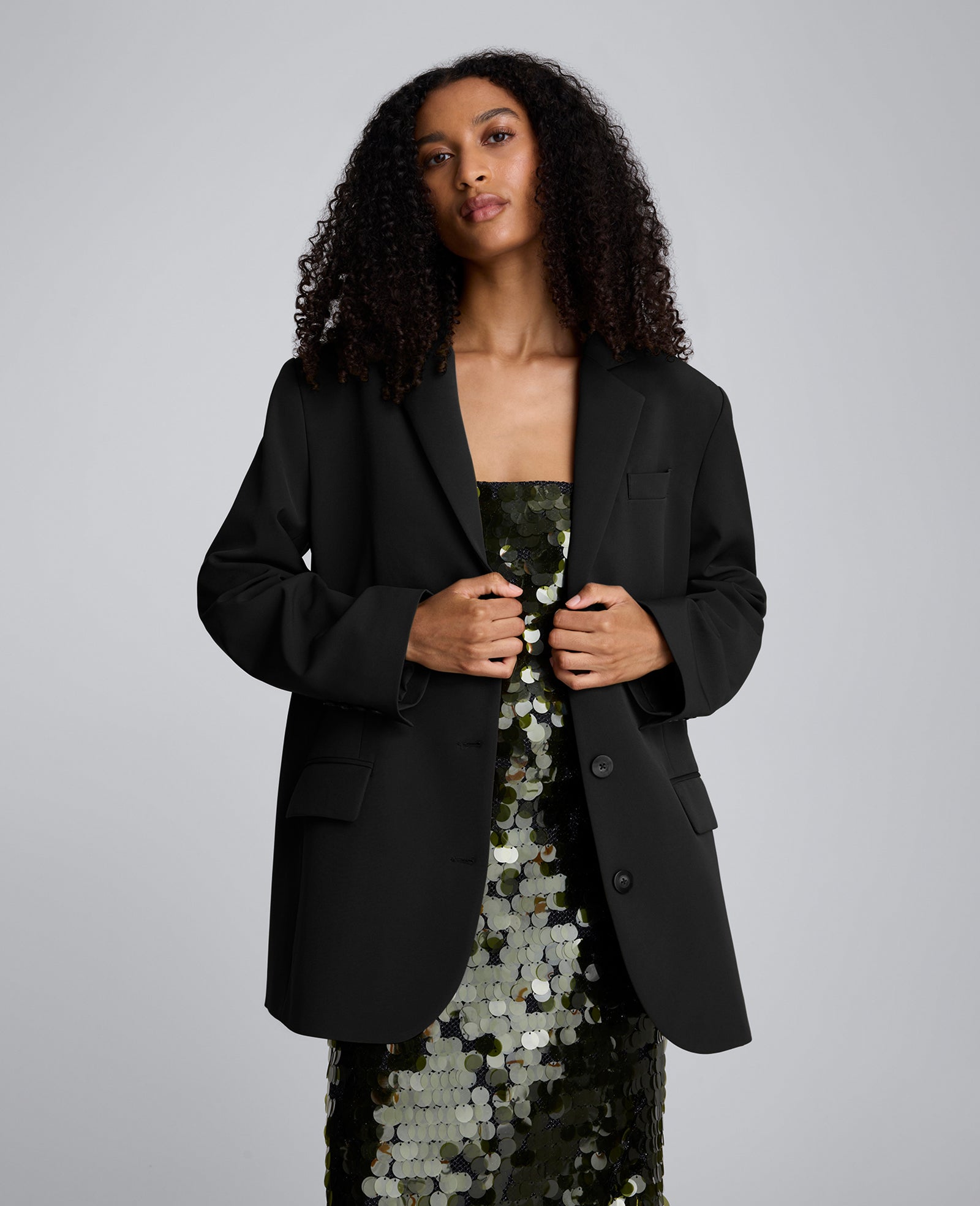 Luxe Twill Boyfriend Blazer – Oversized Black | Kenneth Cole | Kenneth Cole BLACK