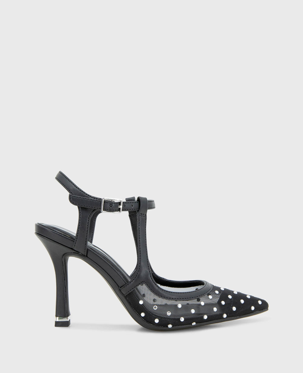 Shop Romi Black Stud Mesh Slingback Heel | Kenneth Cole | Kenneth Cole BLACK STUD MESH
