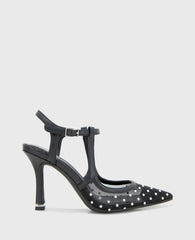 Shop Romi Black Stud Mesh Slingback Heel | Kenneth Cole | Kenneth Cole BLACK STUD MESH