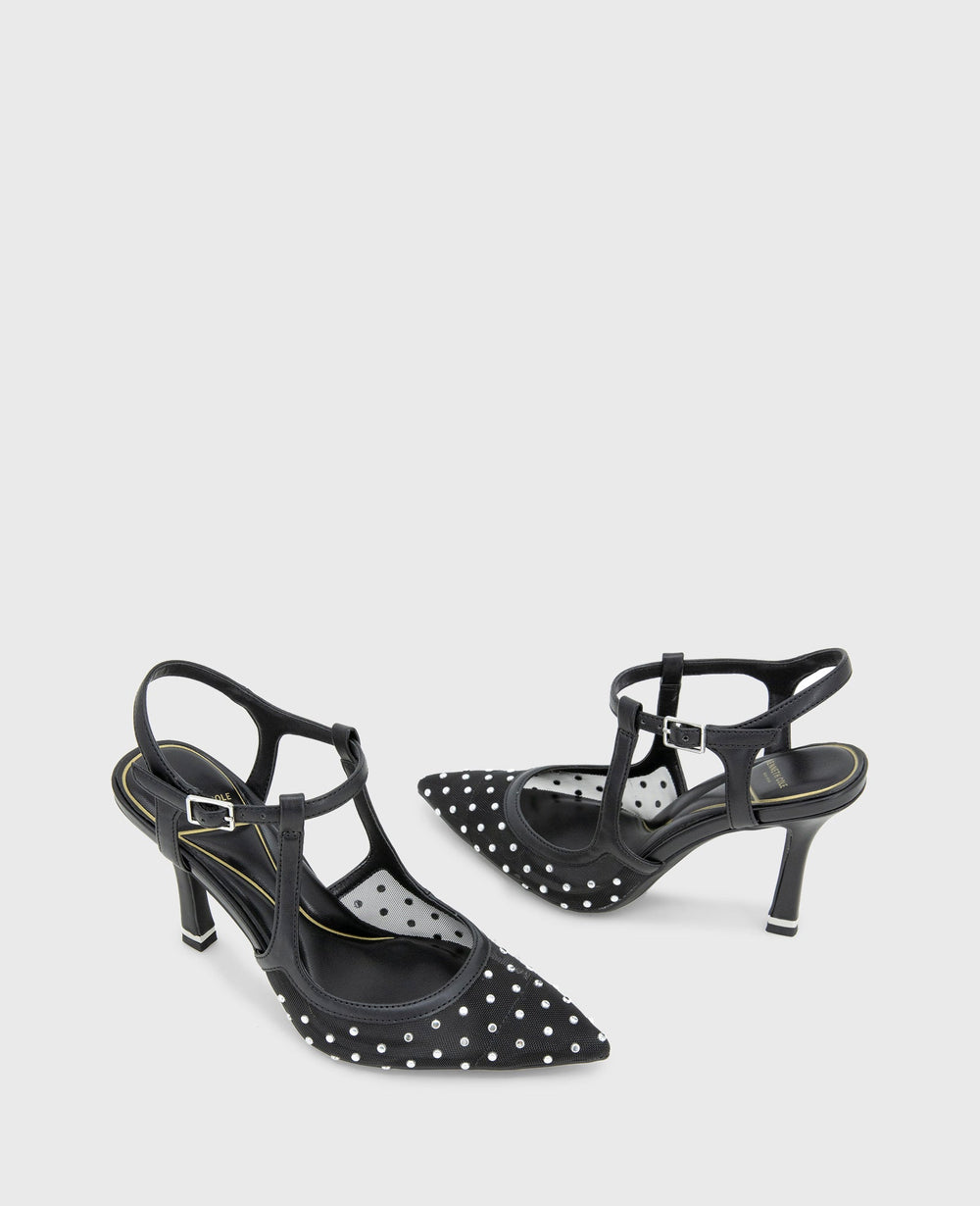 Shop Romi Black Stud Mesh Slingback Heel | Kenneth Cole | Kenneth Cole BLACK STUD MESH