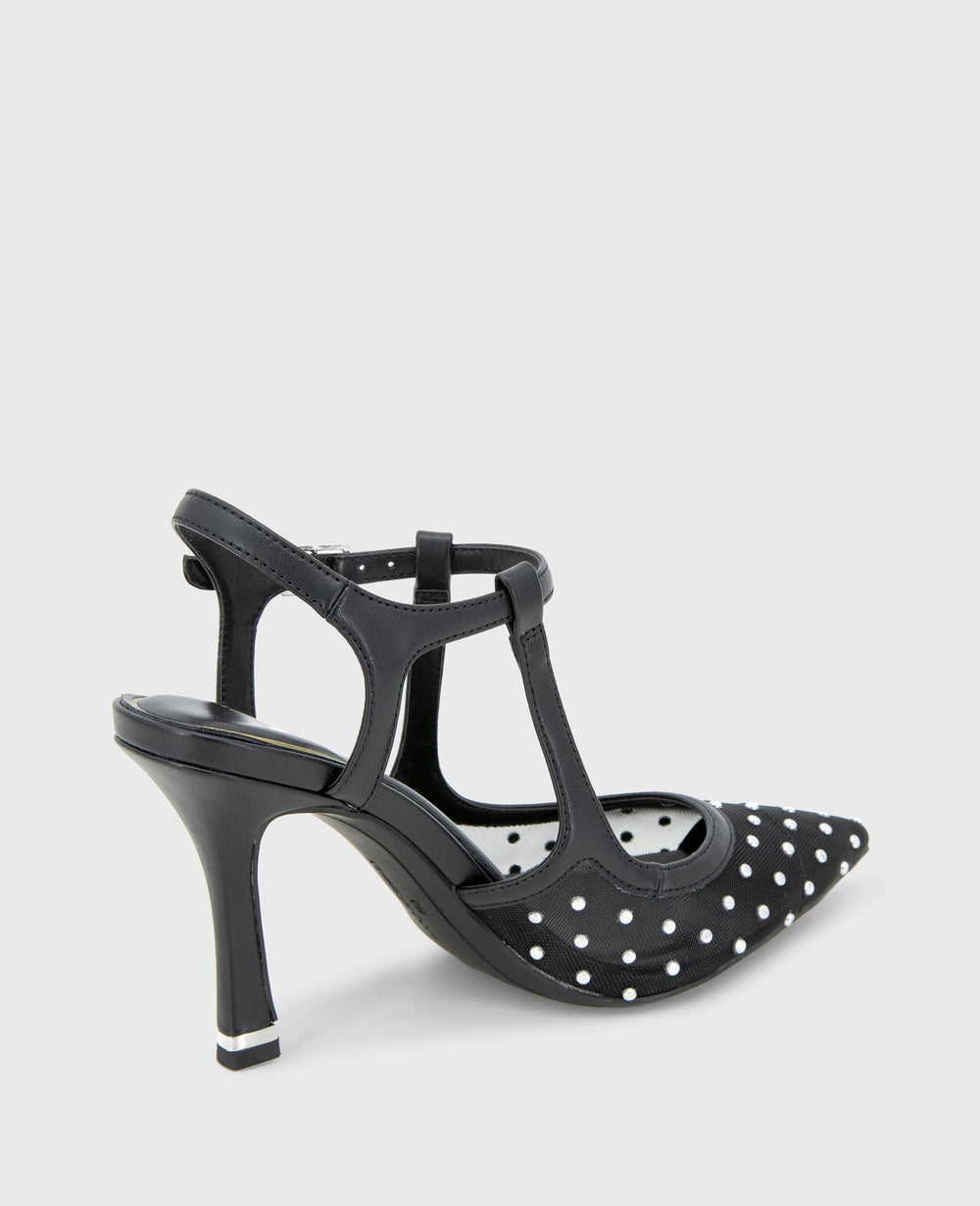 Shop Romi Black Stud Mesh Slingback Heel | Kenneth Cole | Kenneth Cole BLACK STUD MESH