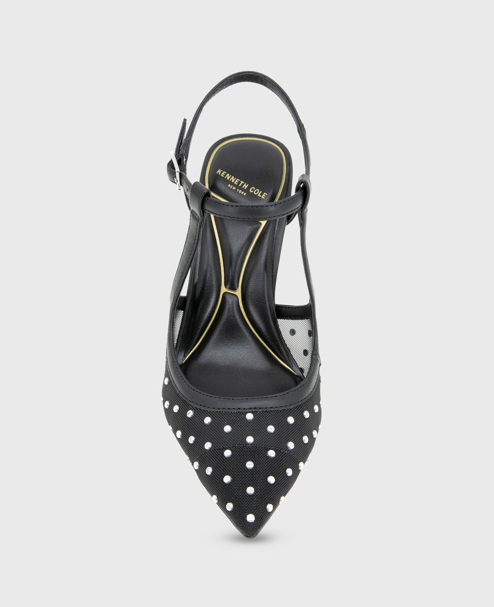 Shop Romi Black Stud Mesh Slingback Heel | Kenneth Cole | Kenneth Cole BLACK STUD MESH