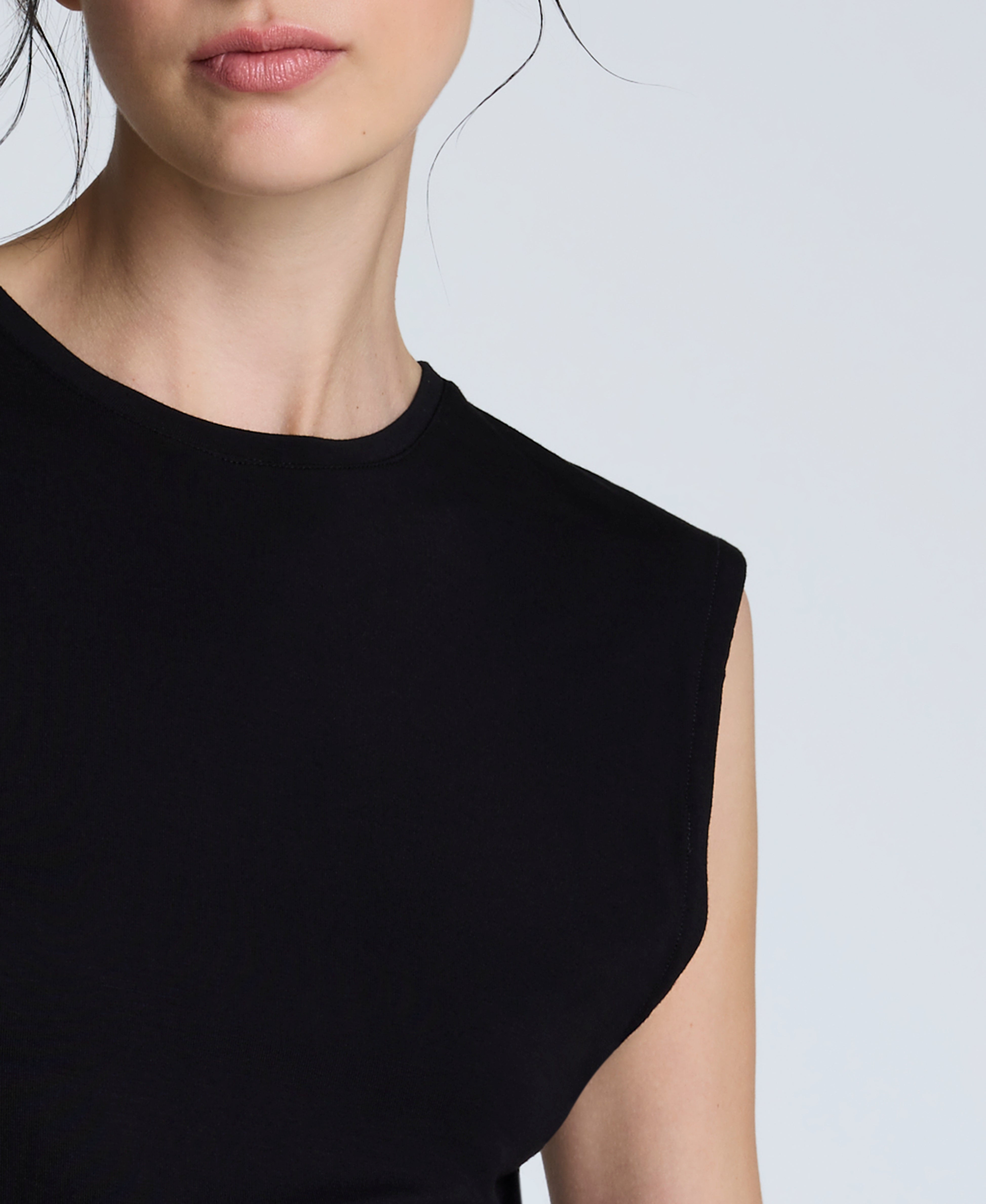 Sleeveless Side Rouched Knit Top – Black | Kenneth Cole | Kenneth Cole BLACK