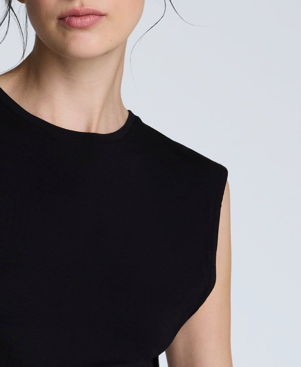 Sleeveless Side Rouched Knit Top – Black | Kenneth Cole | Kenneth Cole BLACK