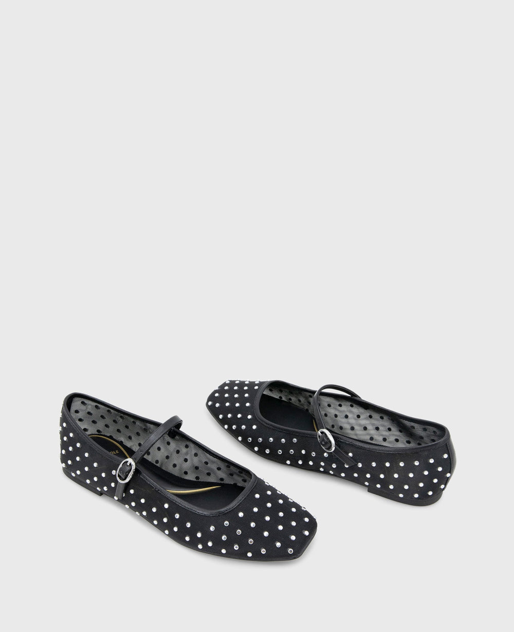 Shop Jasper Black Mesh Micro Stud Ballet Flat | Kenneth Cole | Kenneth Cole BLACK MESH