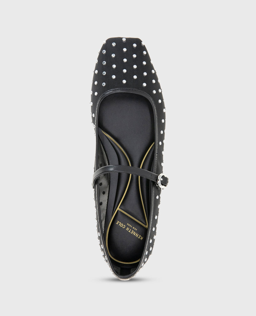 Shop Jasper Black Mesh Micro Stud Ballet Flat | Kenneth Cole | Kenneth Cole BLACK MESH