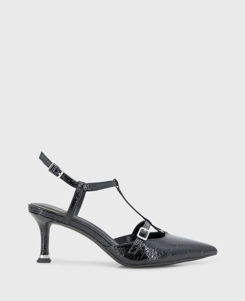 Urka Black Crinkle Patent Slingback Heel | Kenneth Cole | Kenneth Cole BLACK PATENT