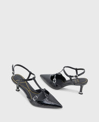 Urka Black Crinkle Patent Slingback Heel | Kenneth Cole | Kenneth Cole BLACK PATENT