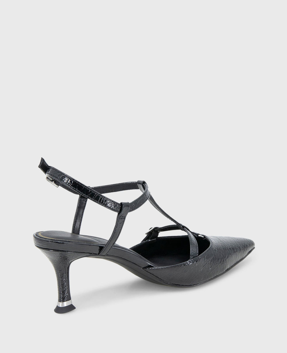 Urka Black Crinkle Patent Slingback Heel | Kenneth Cole | Kenneth Cole BLACK PATENT