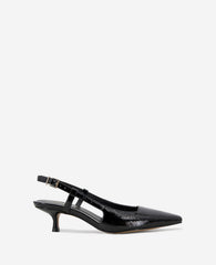 Martha Black Patent Slingback Kitten Heel | Kenneth Cole | Kenneth Cole BLACK CRINKLE PATENT