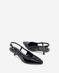 Martha Black Patent Slingback Kitten Heel | Kenneth Cole | Kenneth Cole BLACK CRINKLE PATENT