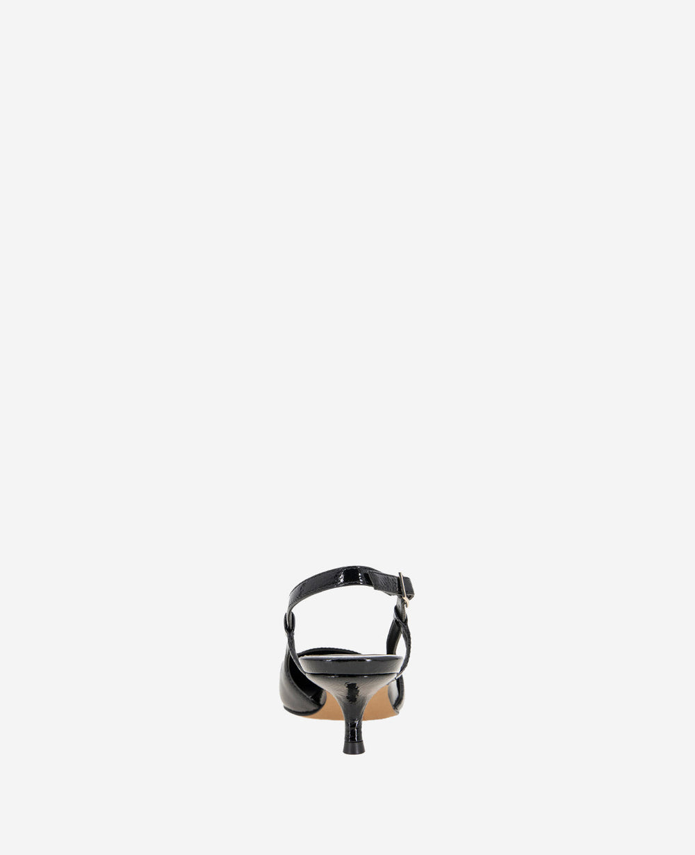 Martha Black Patent Slingback Kitten Heel | Kenneth Cole | Kenneth Cole BLACK CRINKLE PATENT
