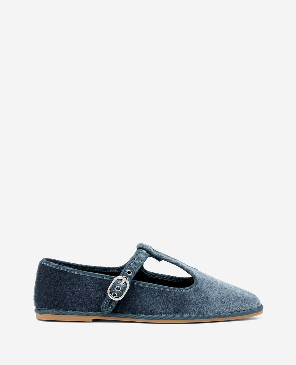 Verona Blue Velvet T-Strap Mary Jane Flat | Kenneth Cole | Kenneth Cole BLUE VELVET
