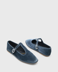 Verona Blue Velvet T-Strap Mary Jane Flat | Kenneth Cole | Kenneth Cole BLUE VELVET