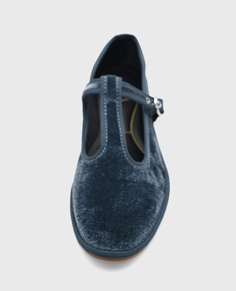 Verona Blue Velvet T-Strap Mary Jane Flat | Kenneth Cole | Kenneth Cole BLUE VELVET