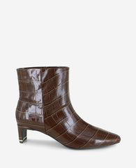 Shop Miranda Chocolate Croco Heel Bootie | Kenneth Cole | Kenneth Cole CHOCOLATE CROCO