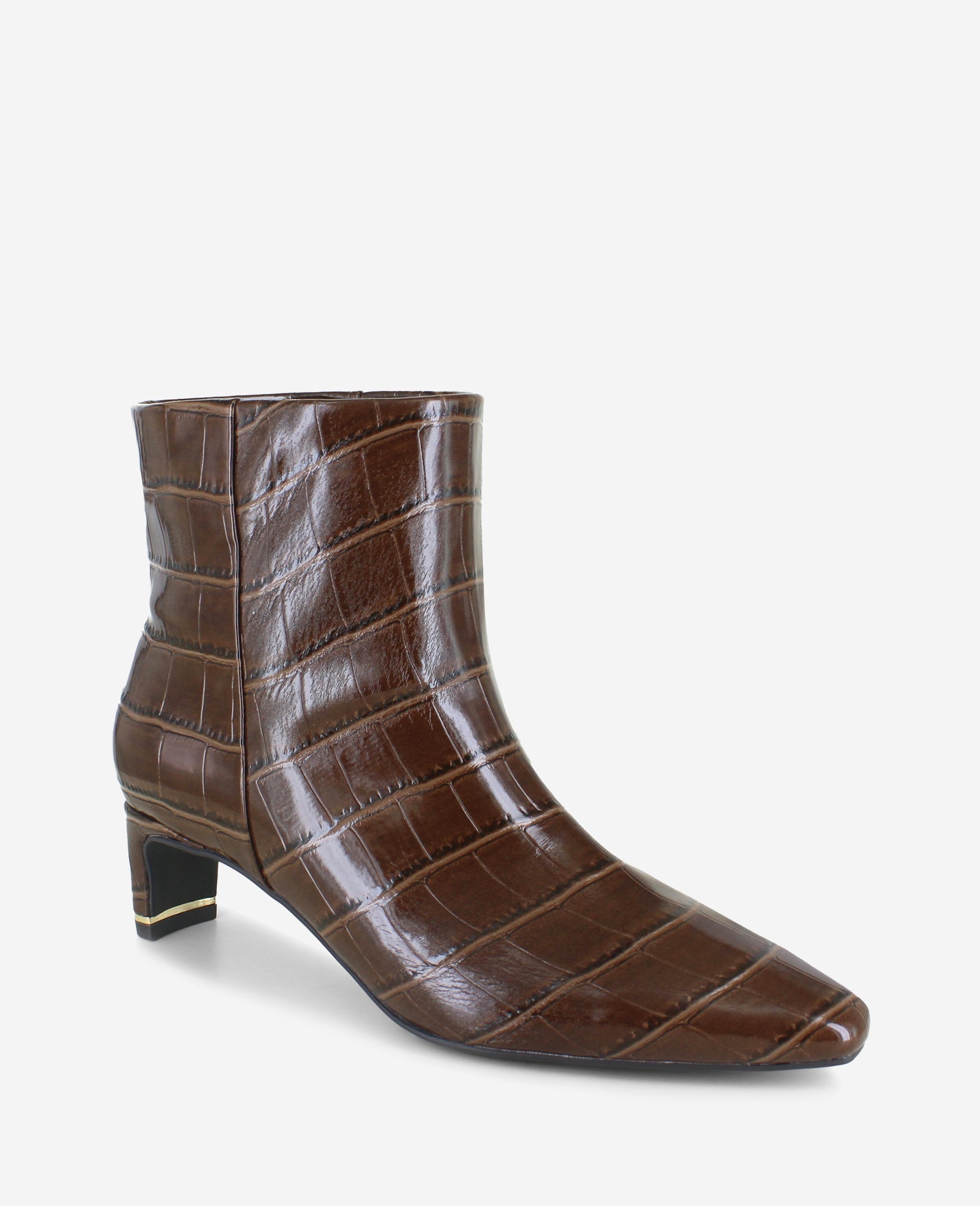 Shop Miranda Chocolate Croco Heel Bootie | Kenneth Cole | Kenneth Cole CHOCOLATE CROCO