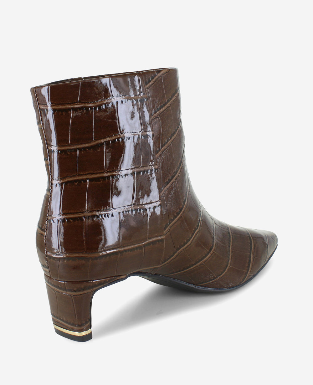 Shop Miranda Chocolate Croco Heel Bootie | Kenneth Cole | Kenneth Cole CHOCOLATE CROCO