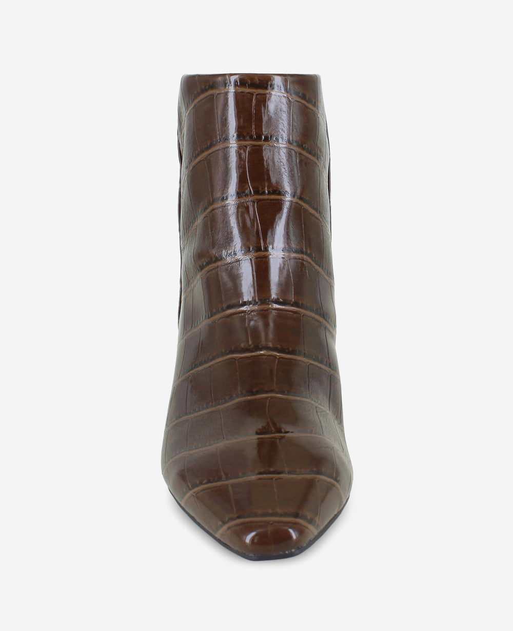Shop Miranda Chocolate Croco Heel Bootie | Kenneth Cole | Kenneth Cole CHOCOLATE CROCO