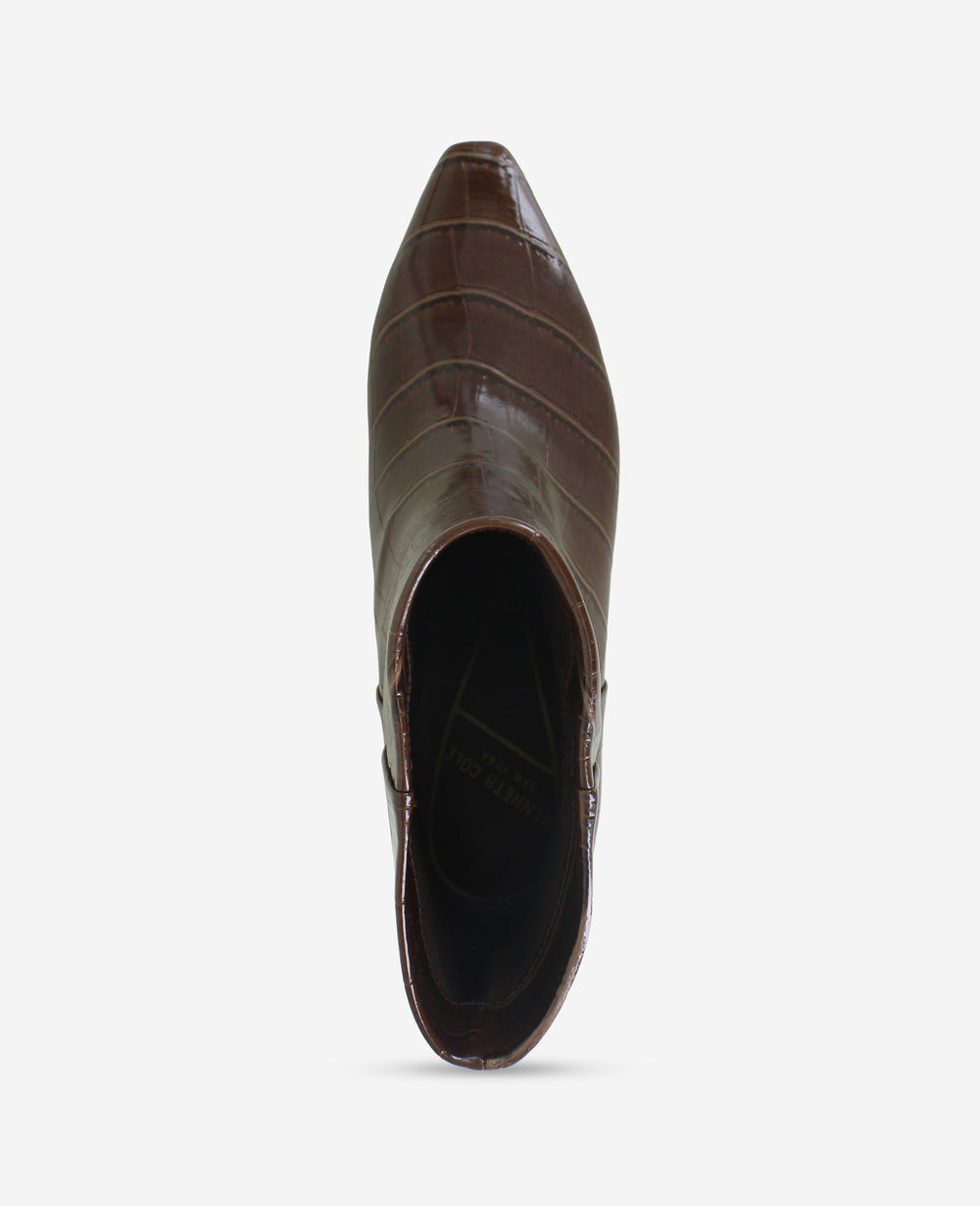 Shop Miranda Chocolate Croco Heel Bootie | Kenneth Cole | Kenneth Cole CHOCOLATE CROCO
