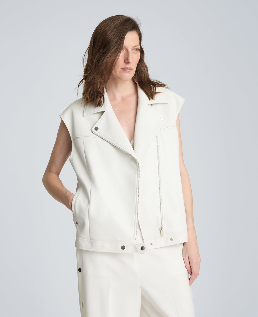Shop Boxy Fit Moto Vest – Pure White | Kenneth Cole | Kenneth Cole PURE WHITE