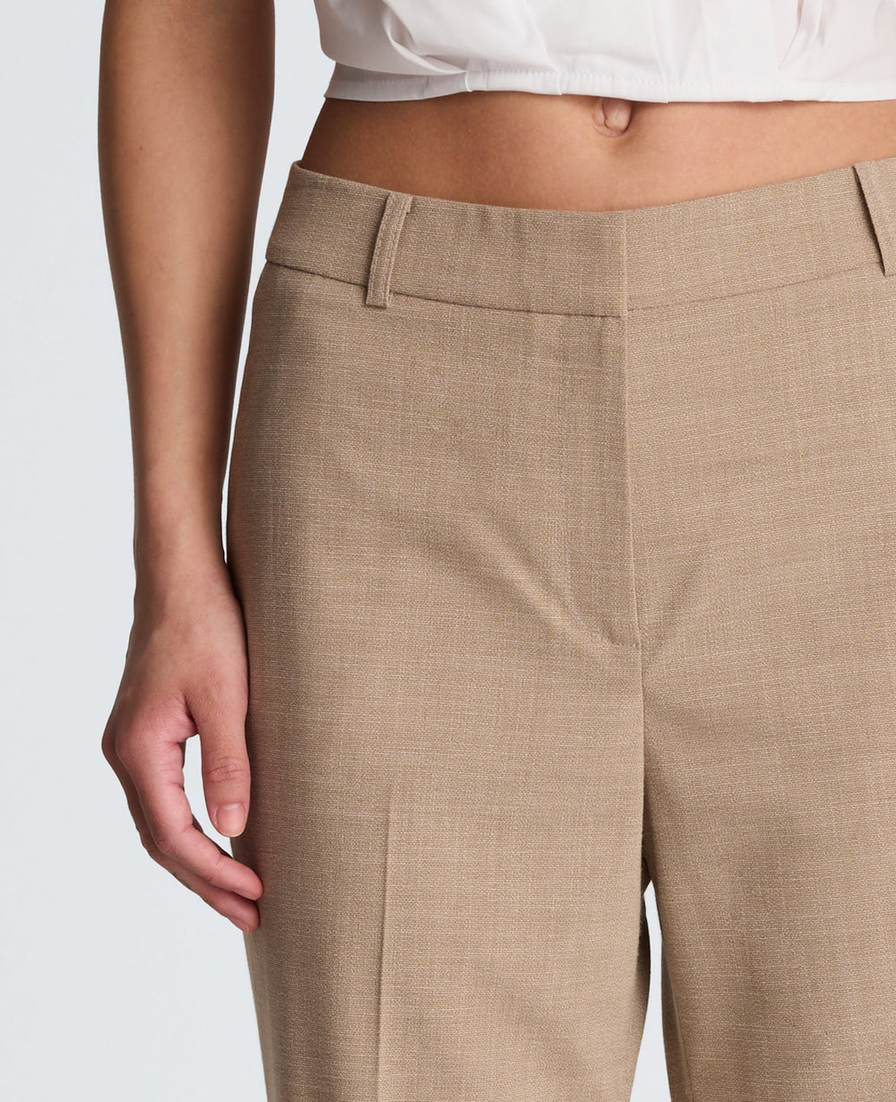 Crosshatch Fly Front Mid Rise Flare Pant | Kenneth Cole TIMELESS TAUPE/PURE WHITE