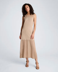 Semi Sheer Dress with Side Slits | Kenneth Cole TIMELESS TAUPE