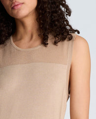 Semi Sheer Dress with Side Slits | Kenneth Cole TIMELESS TAUPE