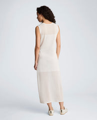 Semi Sheer Dress with Side Slits | Kenneth Cole PURE WHITE