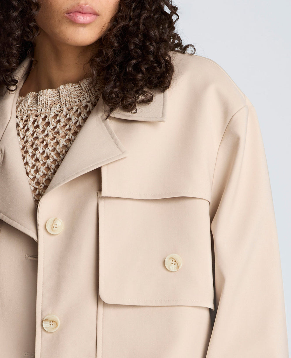 Melange Twill Multi Pocket Jacket with Notch Collar | Kenneth Cole TIMELESS TAUPE
