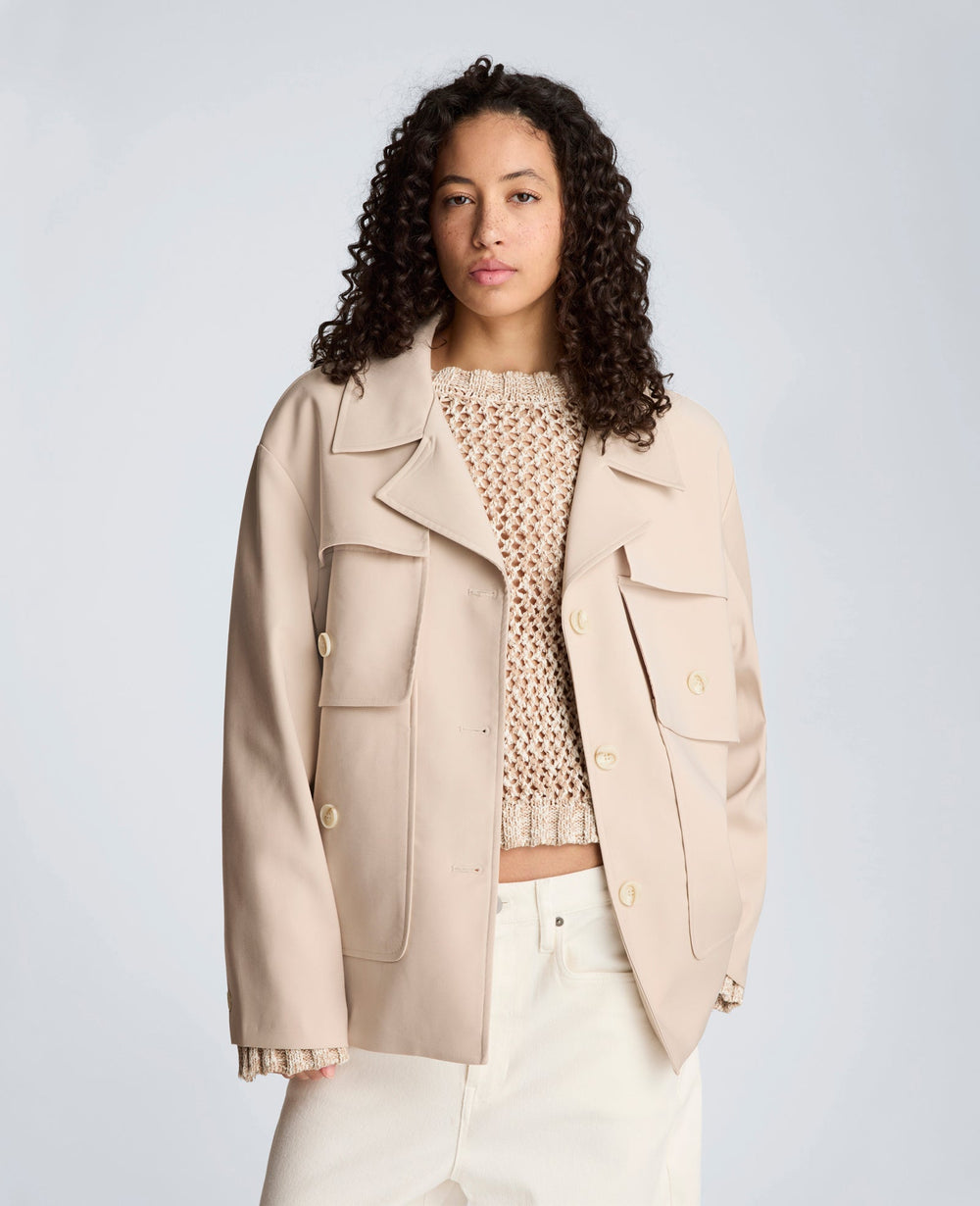 Melange Twill Multi Pocket Jacket with Notch Collar | Kenneth Cole TIMELESS TAUPE
