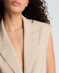 Crosshatch Weave Open Back Vest with Strap | Kenneth Cole TIMELESS TAUPE