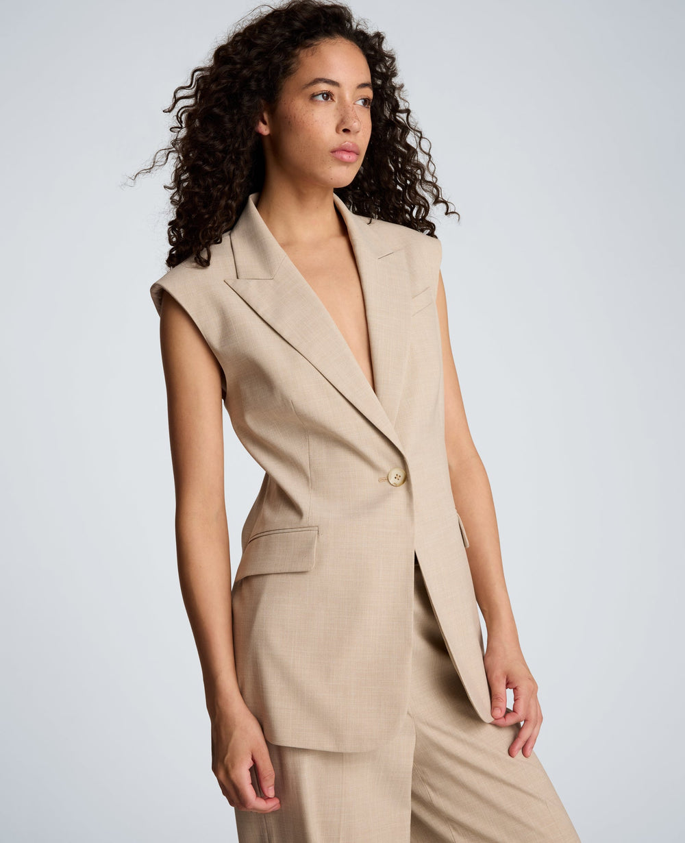 Crosshatch Weave Open Back Vest with Strap | Kenneth Cole TIMELESS TAUPE