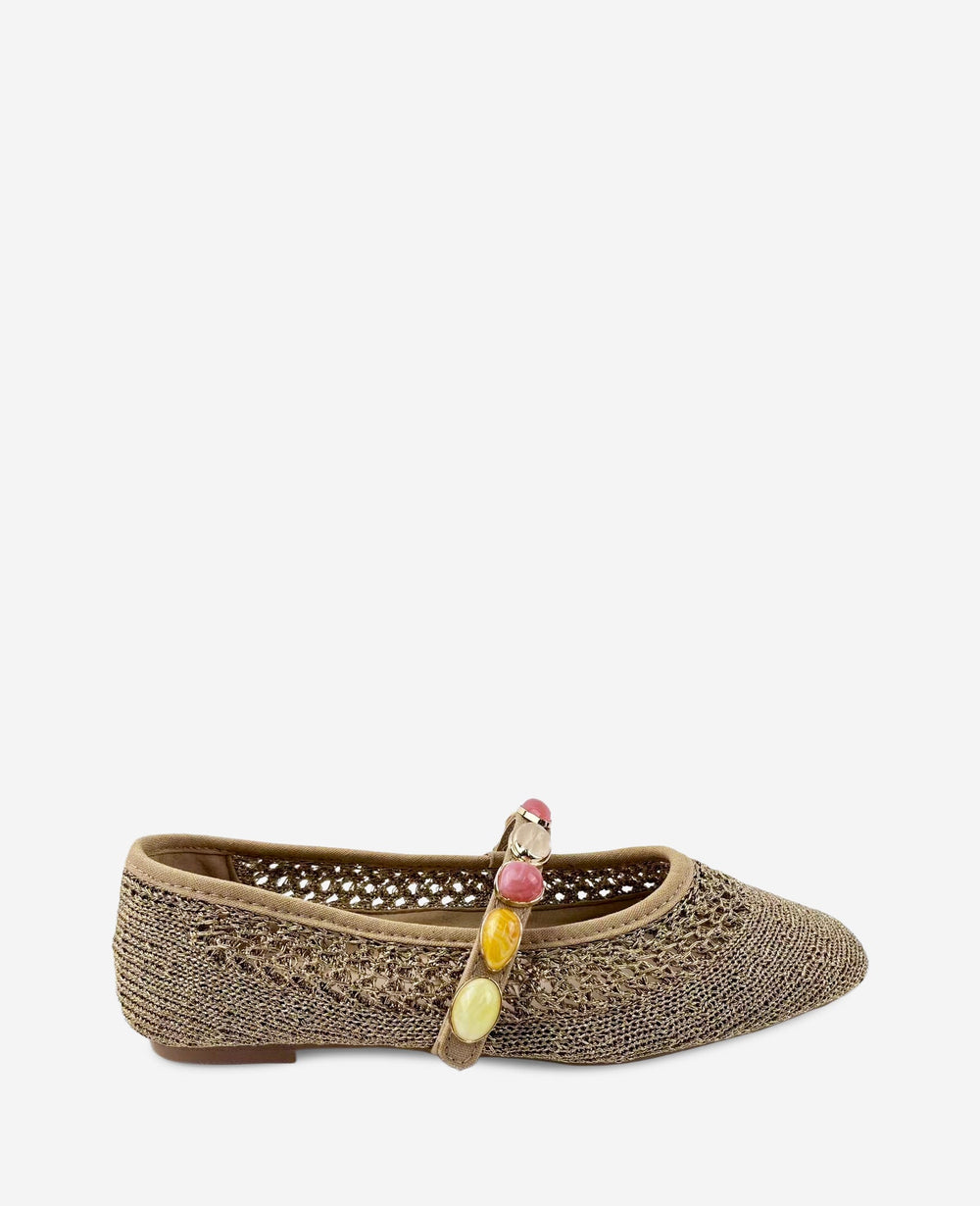 Zeta Woven Knit Stone Embellished Ballet Flat | Kenneth Cole NATURAL KNIT