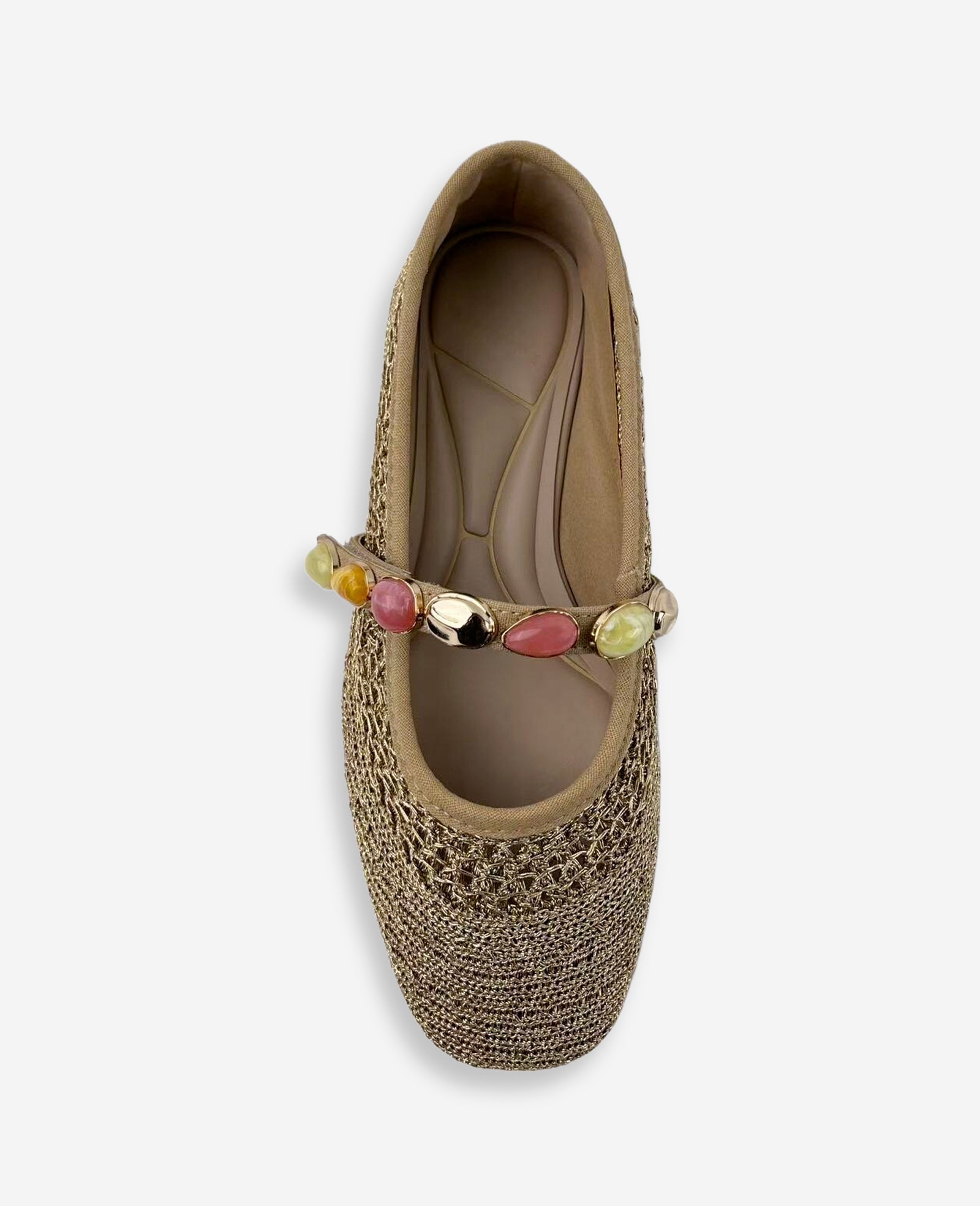 Zeta Woven Knit Stone Embellished Ballet Flat | Kenneth Cole NATURAL KNIT
