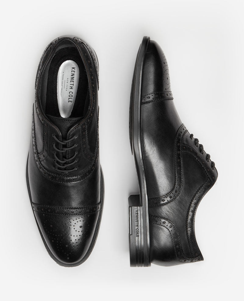 Future Pod Medallion Cap Toe Lace up | Kenneth Cole BLACK LEATHER